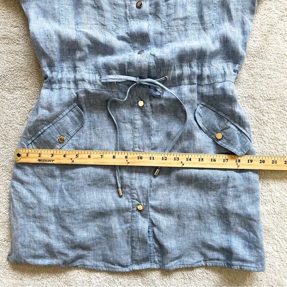 CHICO’S Cross Dye Linen Utility Jacket Size 1 or 8/10 Trendy Stylish Chic Casual - Picture 10 of 12